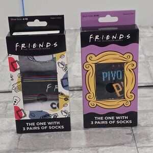 FRIENDS Novelty Sock Set, "The One With 3 Pairs Of Socks (6 total)